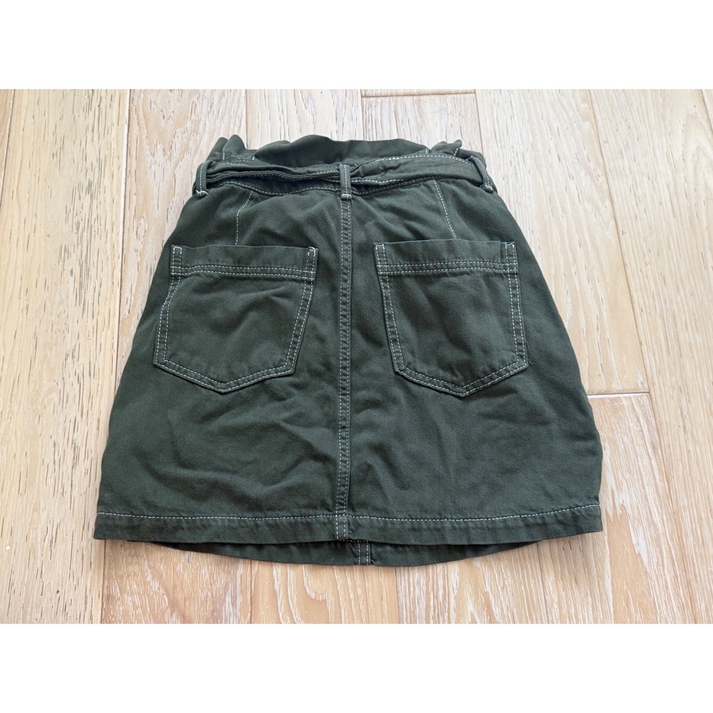FREE PEOPLE Womens Skirt Paperbag Waist Contrast Stitch Utility Boho Size 0 - Picture 3 of 7